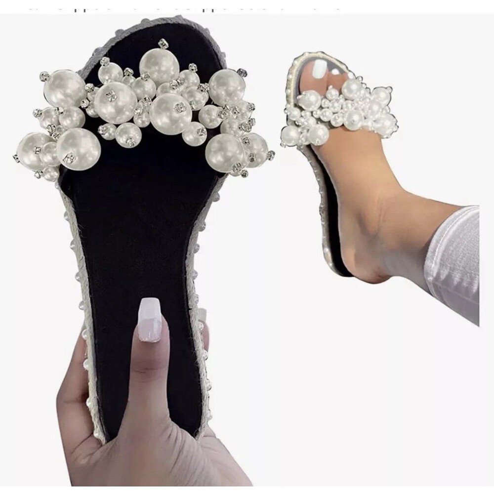 Summer pearl sandals size 6 black New